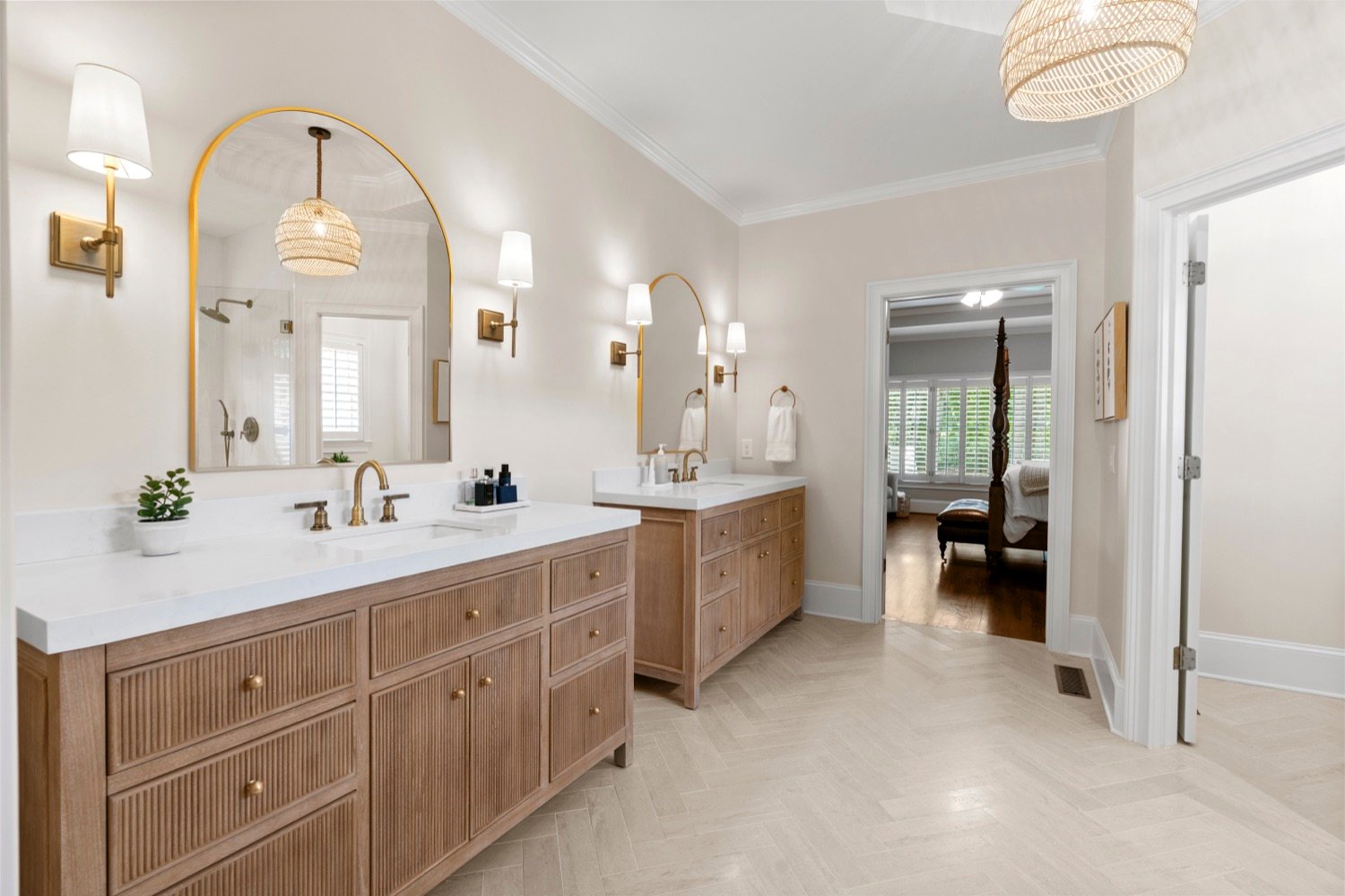 Niemcyzk primary bathroom remodel with double vanity by GHIR Construction in Cumming, GA
